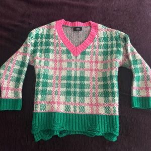 Pink and Green Oversized Chunky Knit Sweater
